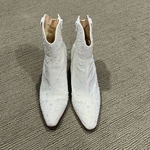 Betsy Johnson Emory iridescent pearl rhinestone western booties